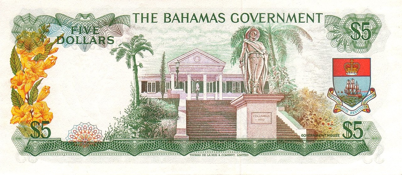 Bahamas 5 dollars verso